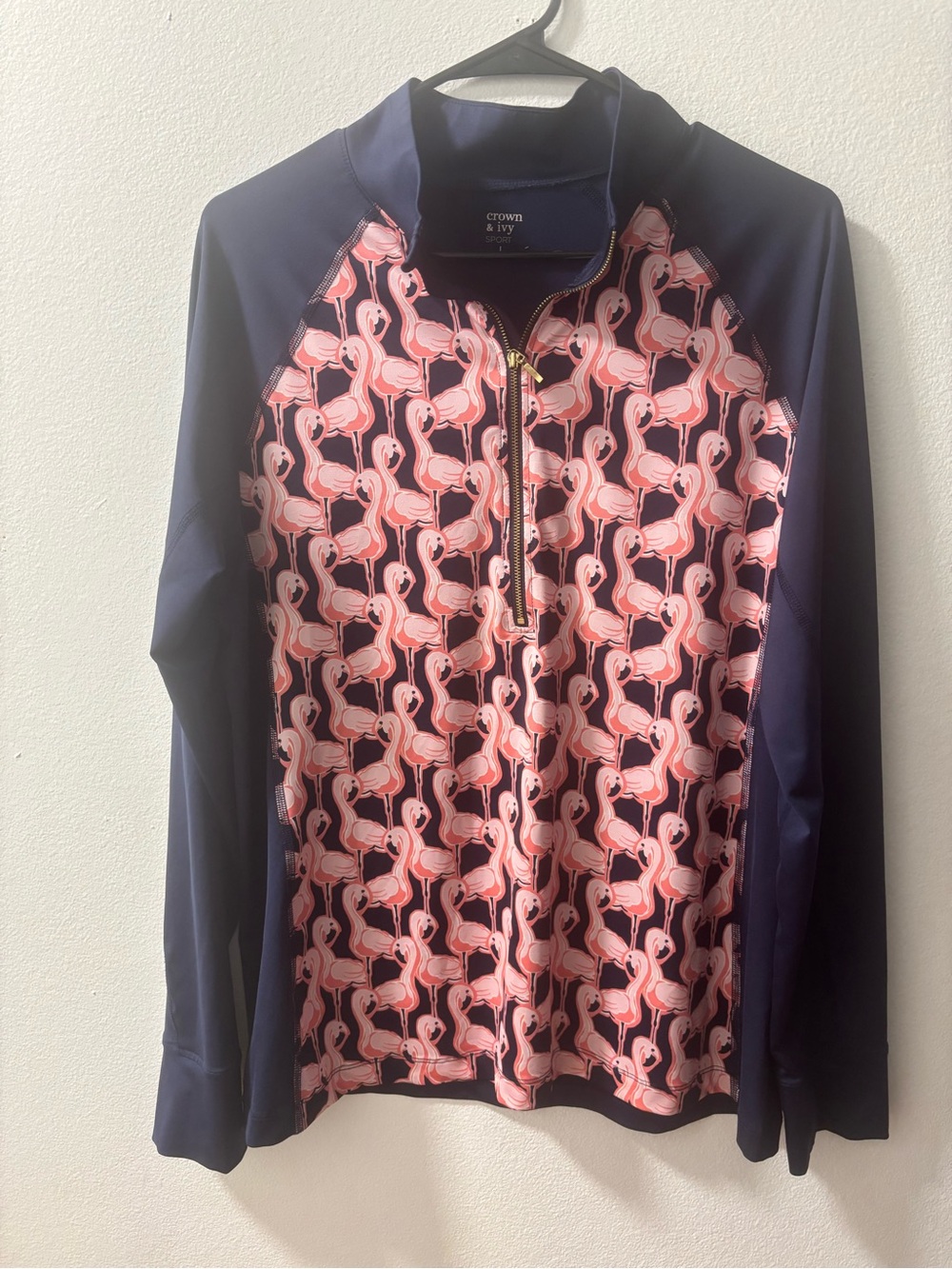 crown & ivy Navy and Gold Sport Top